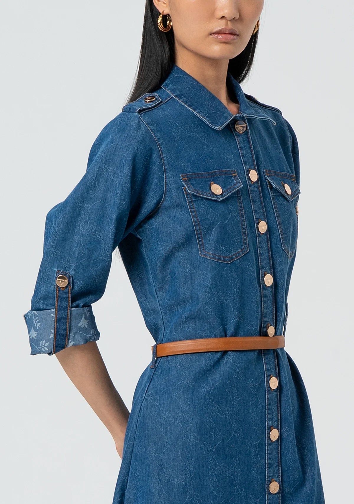 Abito regular chemisier lungo in denim