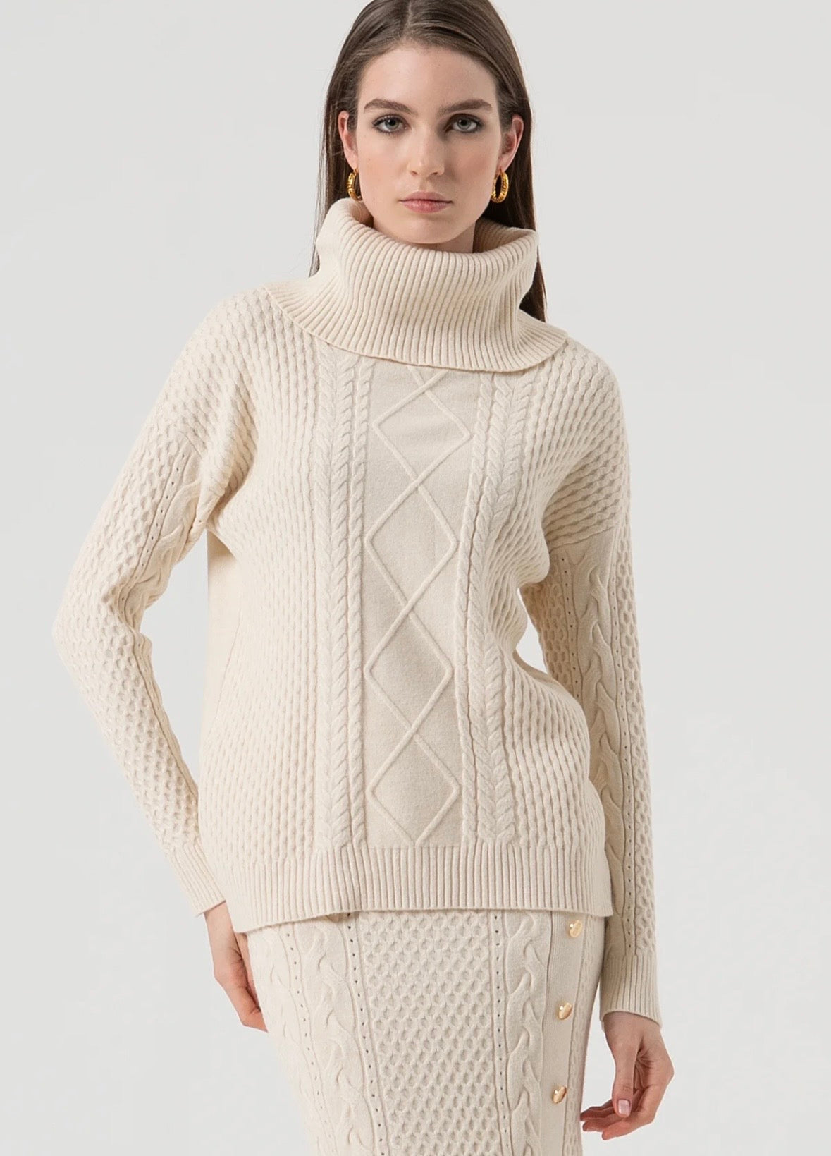 Maglia loose fit con punto treccia