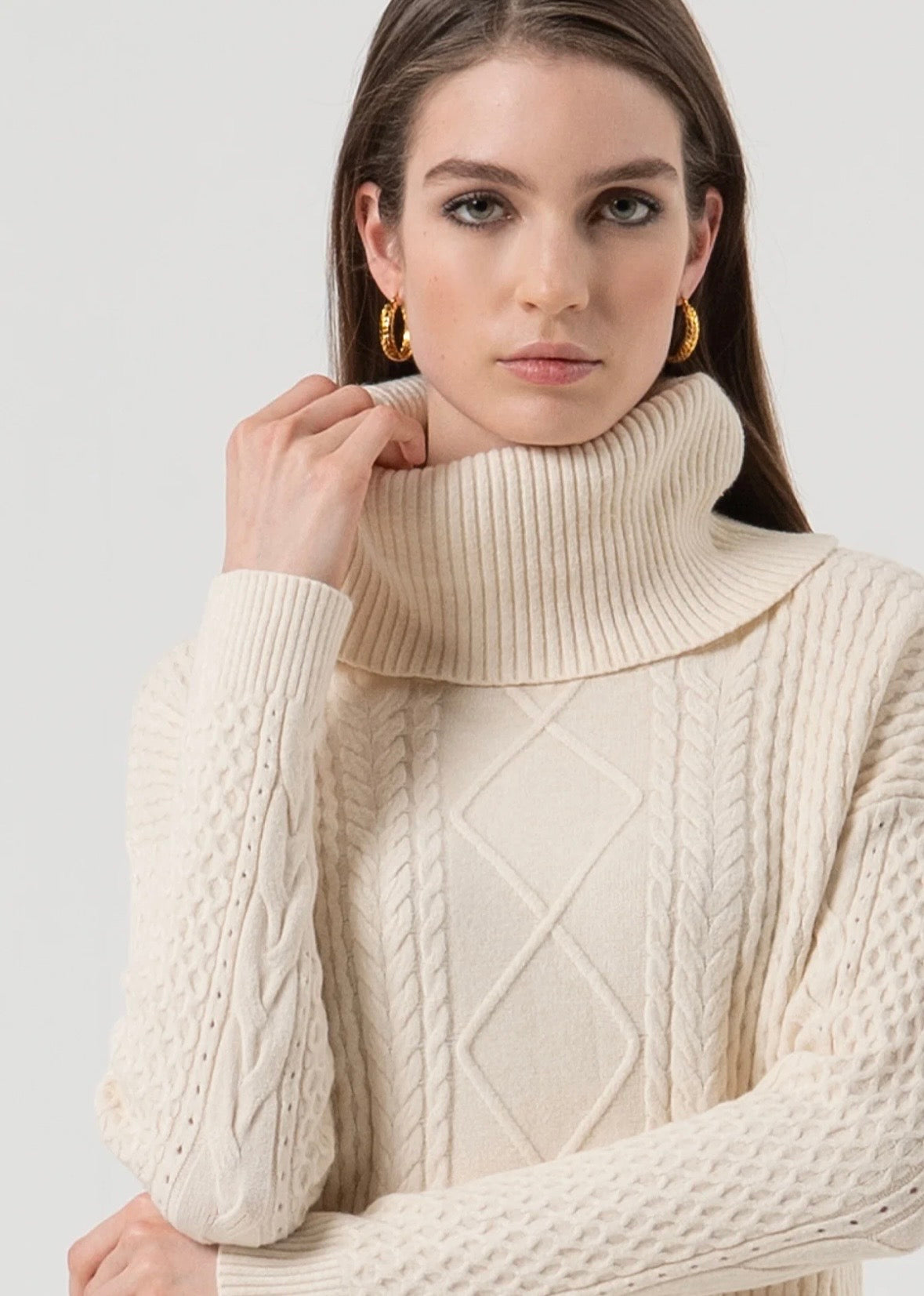 Maglia loose fit con punto treccia