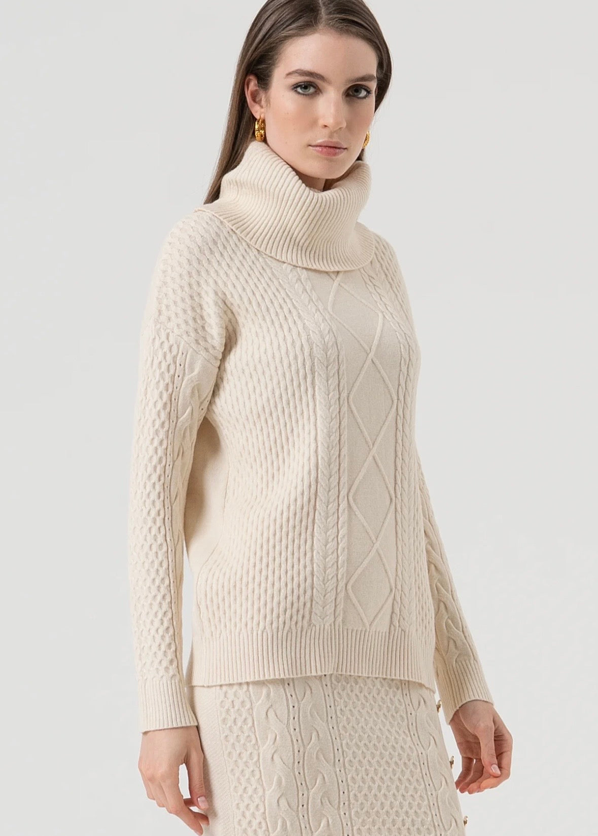 Maglia loose fit con punto treccia
