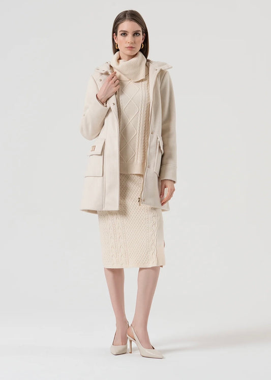 Gonna slim midi in maglia con punto treccia