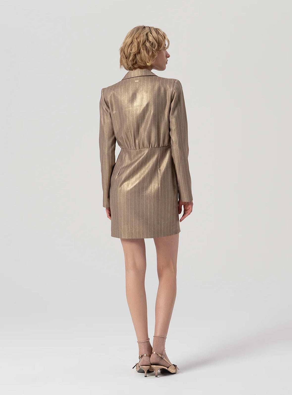 Abito blazer regular mini in tessuto gessato