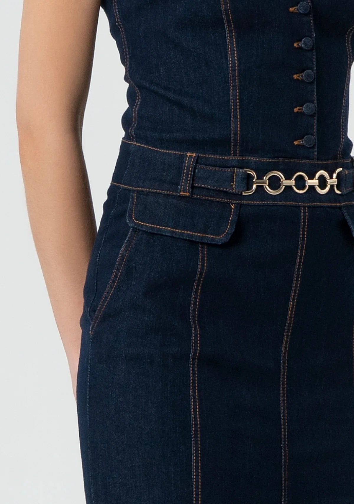 Abito aderente lungo in denim