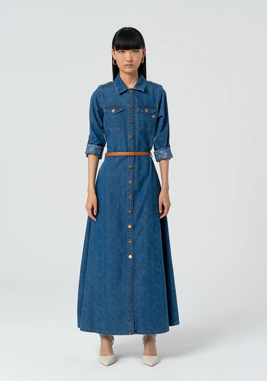 Abito regular chemisier lungo in denim