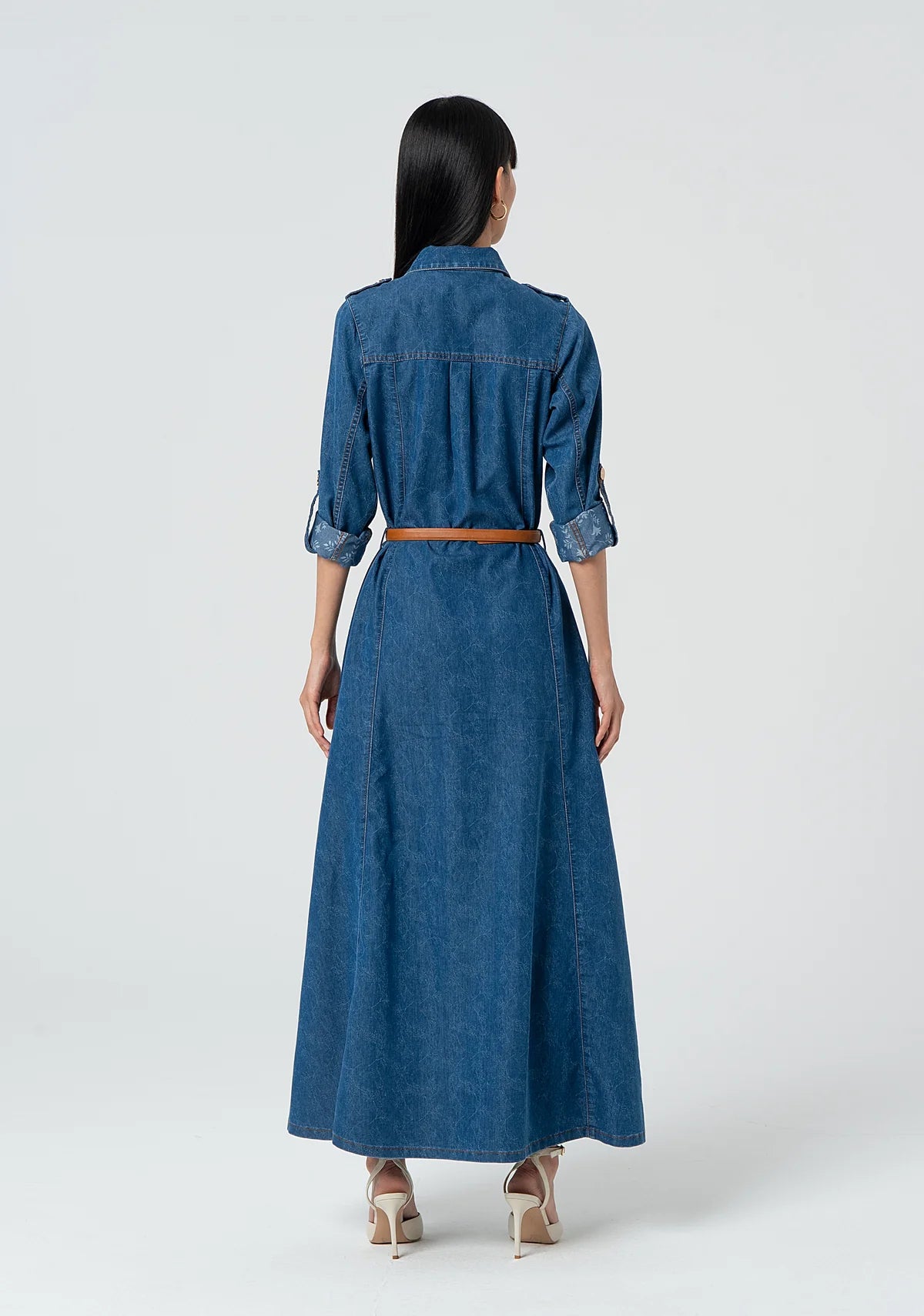 Abito regular chemisier lungo in denim