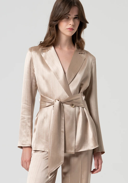 Blazer regular doppiopetto in raso